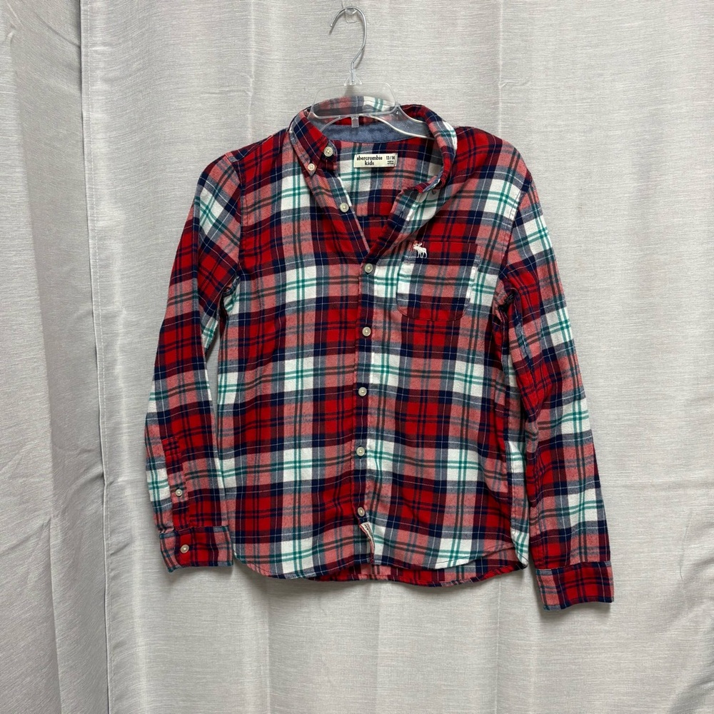 /Abercrombie Kids Red Plaid Button-Down Long Sleeve Shirt Sz 13/14